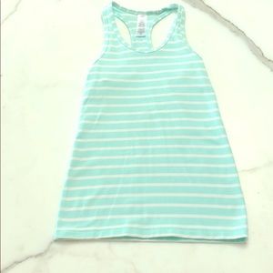 Girls turquoise and white striped tank